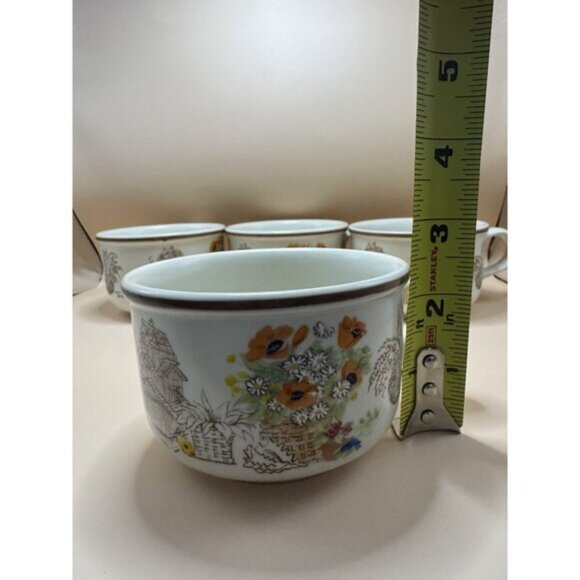 Westbury Fine Bone China Made in England "Tara" Coffee Mugs Sunflower Set of 4 - Picture 10 of 10